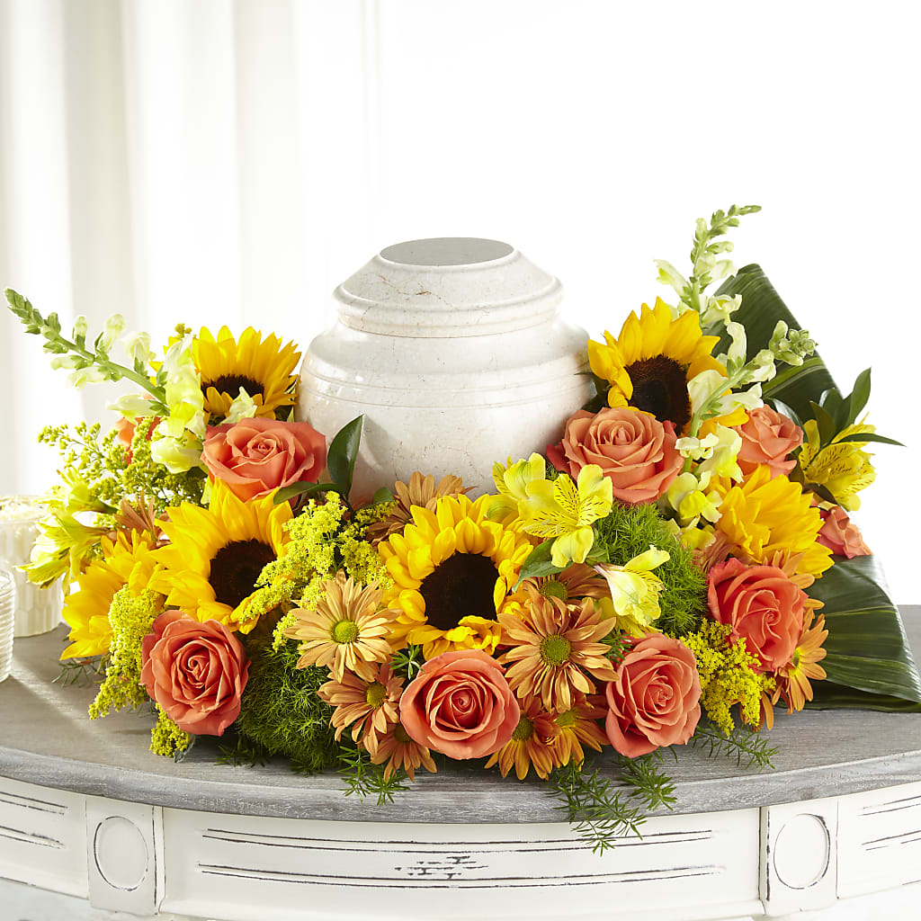 Faithful Sunflower Cremation Adornment – MARMET FLOWERS & MORE, Marmet WV