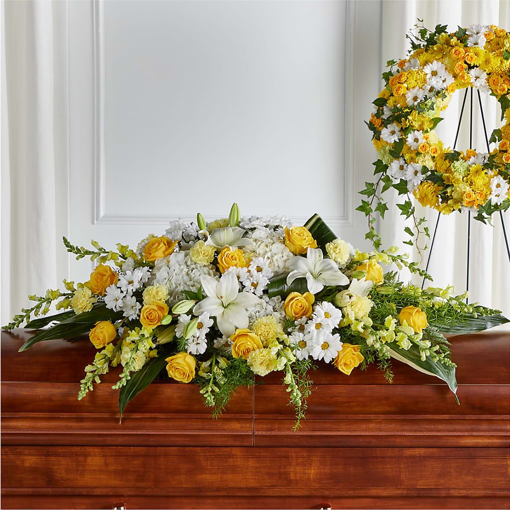 Golden Harmony Casket Spray – MARMET FLOWERS & MORE, Marmet WV