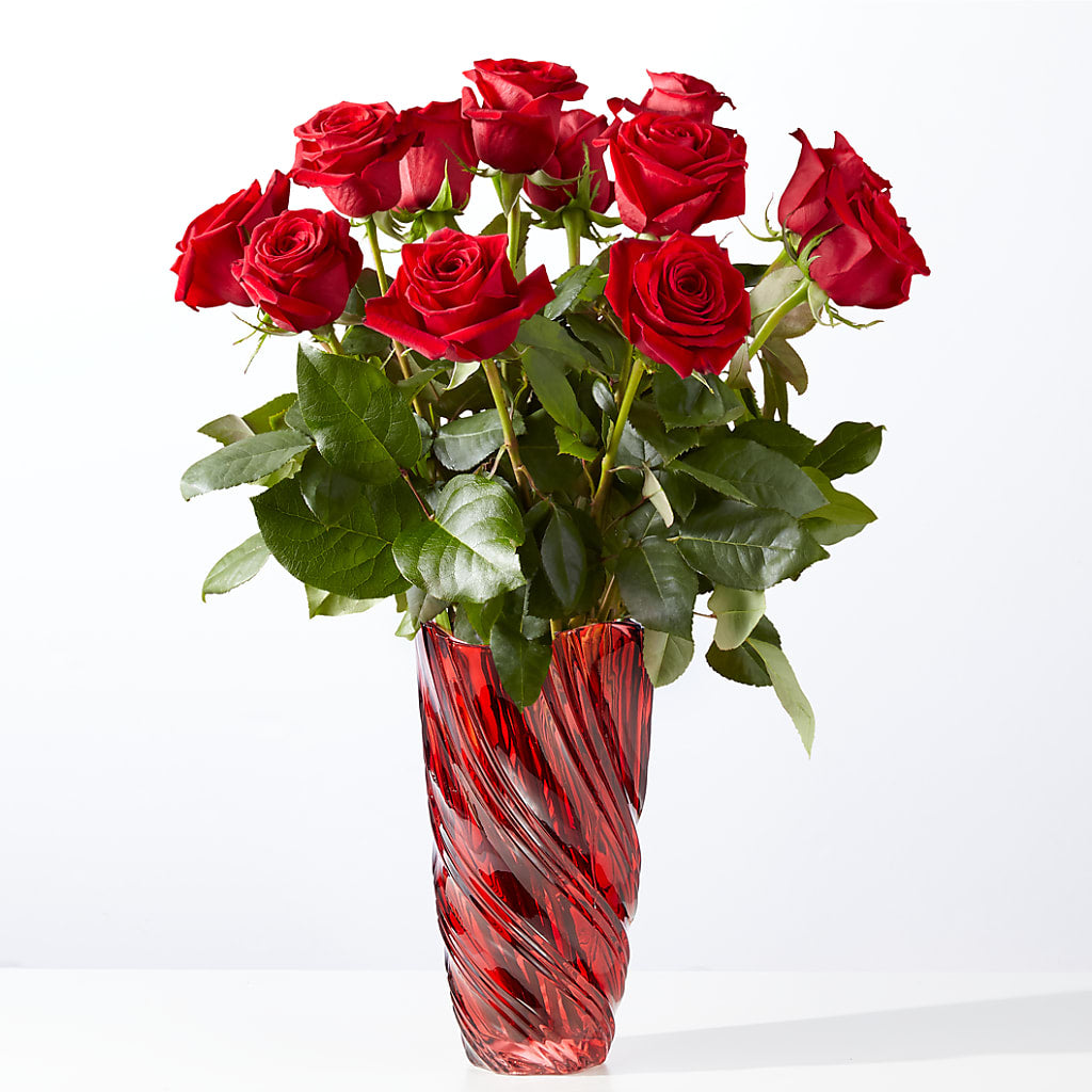 Classic Love Red Rose Bouquet with Luxe Swirl Vase – MARMET FLOWERS & MORE, Marmet WV