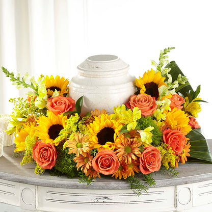 Faithful Sunflower Cremation Adornment – MARMET FLOWERS & MORE, Marmet WV