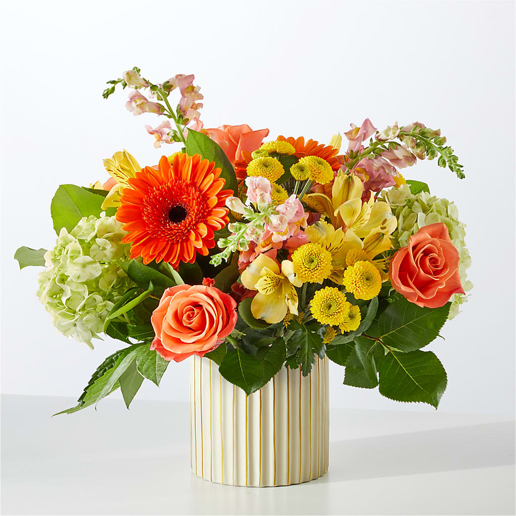 Autumn Sunshine Bouquet with Ivory Vase – MARMET FLOWERS & MORE, Marmet WV