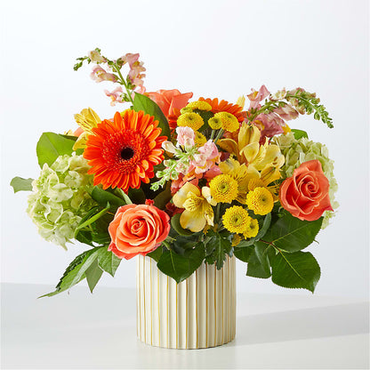Autumn Sunshine Bouquet with Ivory Vase – MARMET FLOWERS & MORE, Marmet WV