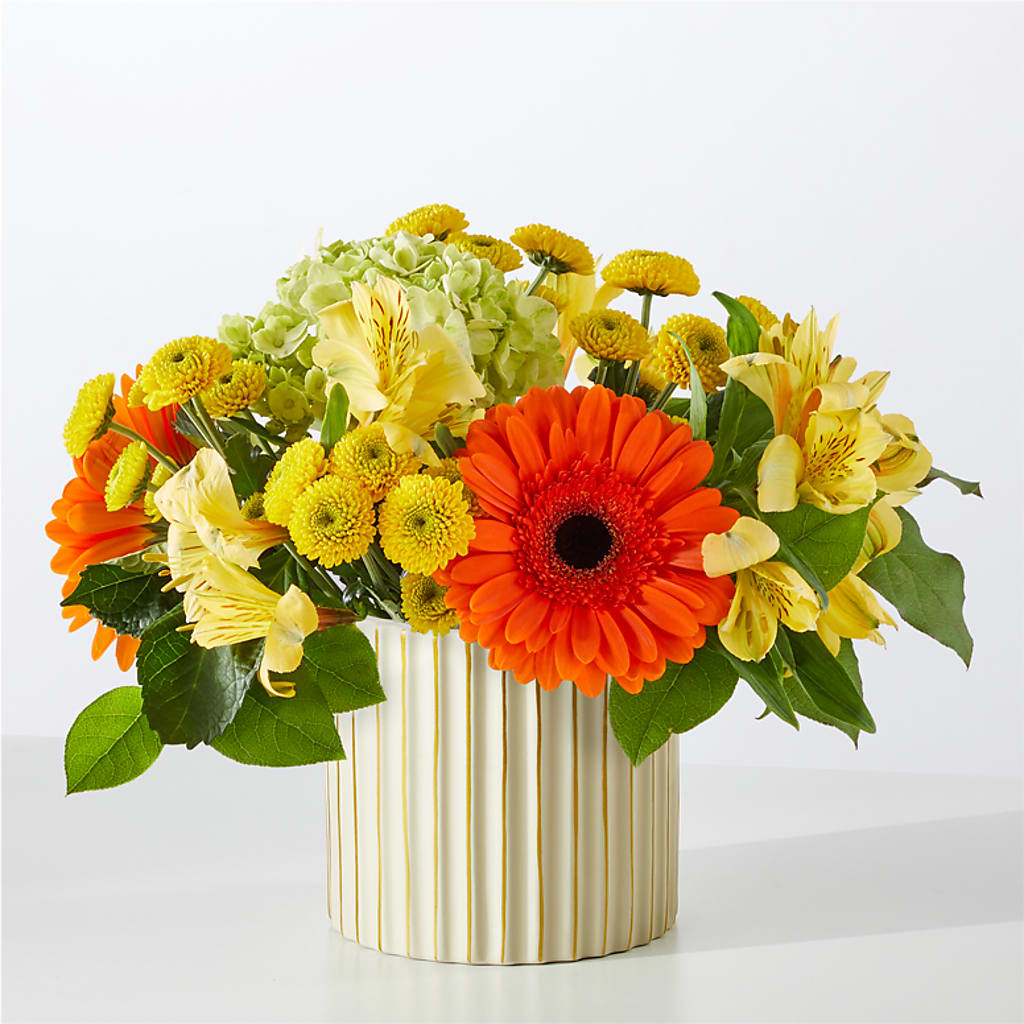 Autumn Sunshine Bouquet with Ivory Vase – MARMET FLOWERS & MORE, Marmet WV
