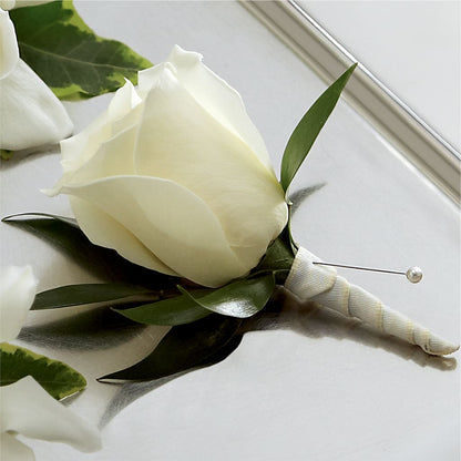White Rose Boutonniere – MARMET FLOWERS & MORE, Marmet WV